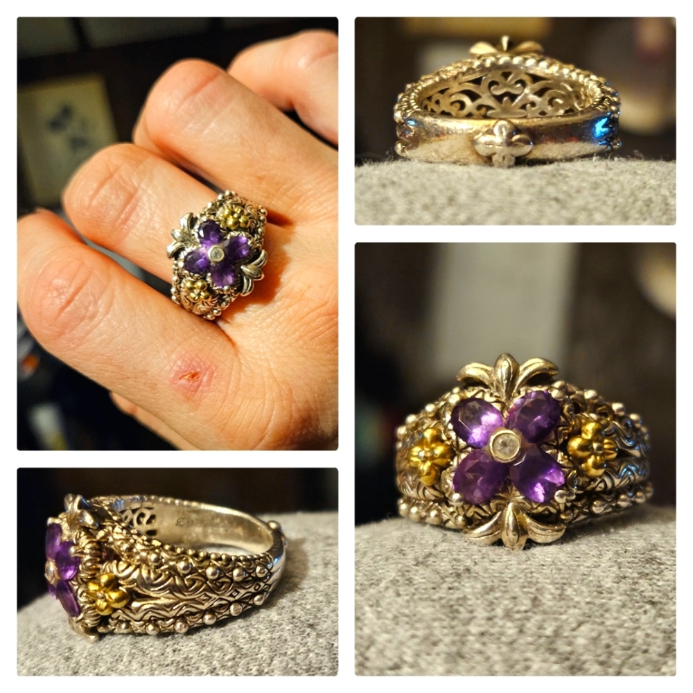 Barbara Bixby Amethyst Ring Sterling Silver & 18k gold